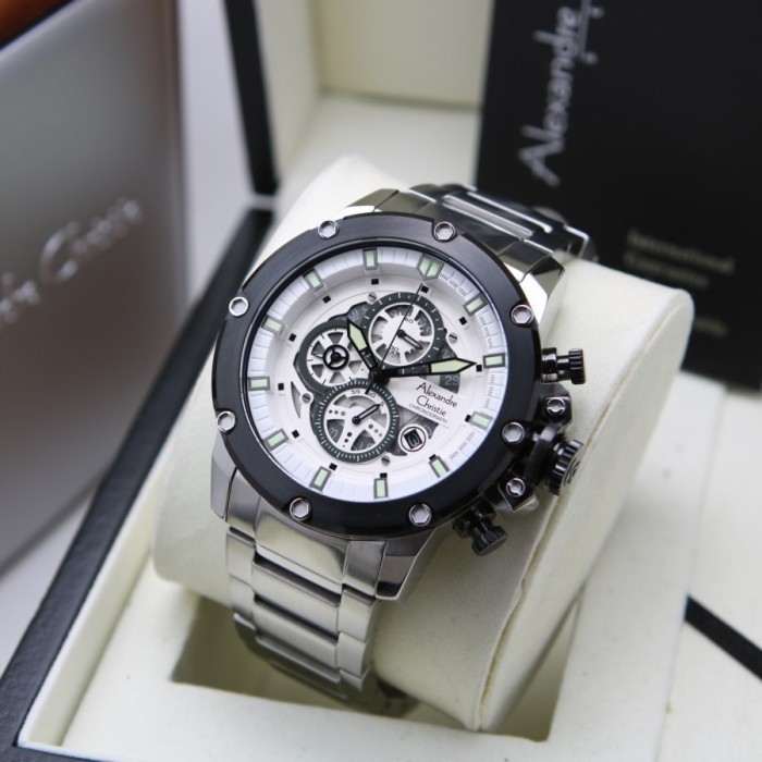 ✅Ori Jam Tangan Pria Original Alexandre Christie Ac-6564 Full Silver Terbaru