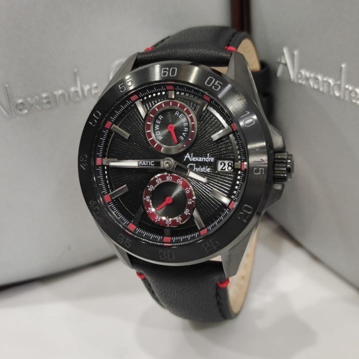 ✅Ori Jam Tangan Pria Alexandre Christie Automatic Original Ac3045 Black Red Terbatas
