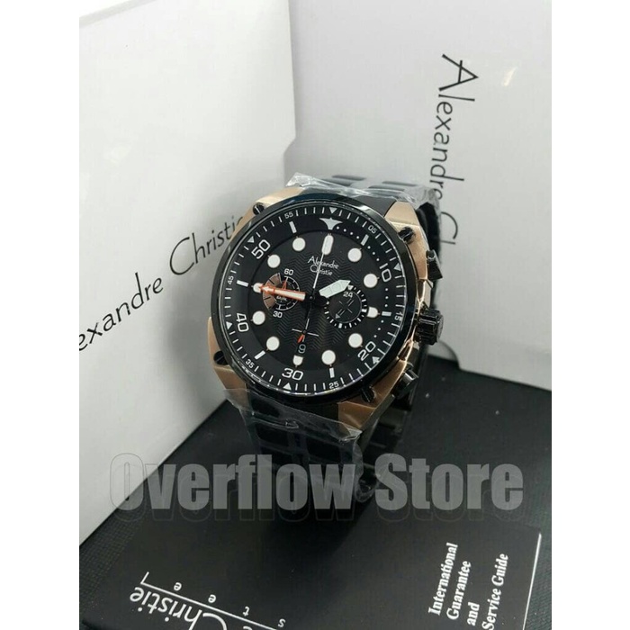 ✅New Ori Jam Tangan Alexandre Christie Ac 6465 Black Rosegold Pria Original Diskon