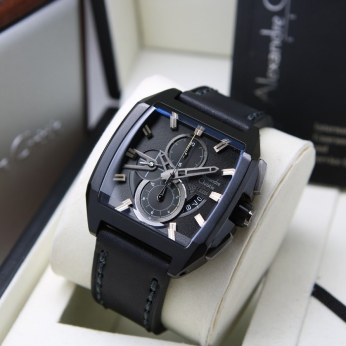✅Original Alexandre Christie Ac 6617 Full Black Leather. Diskon