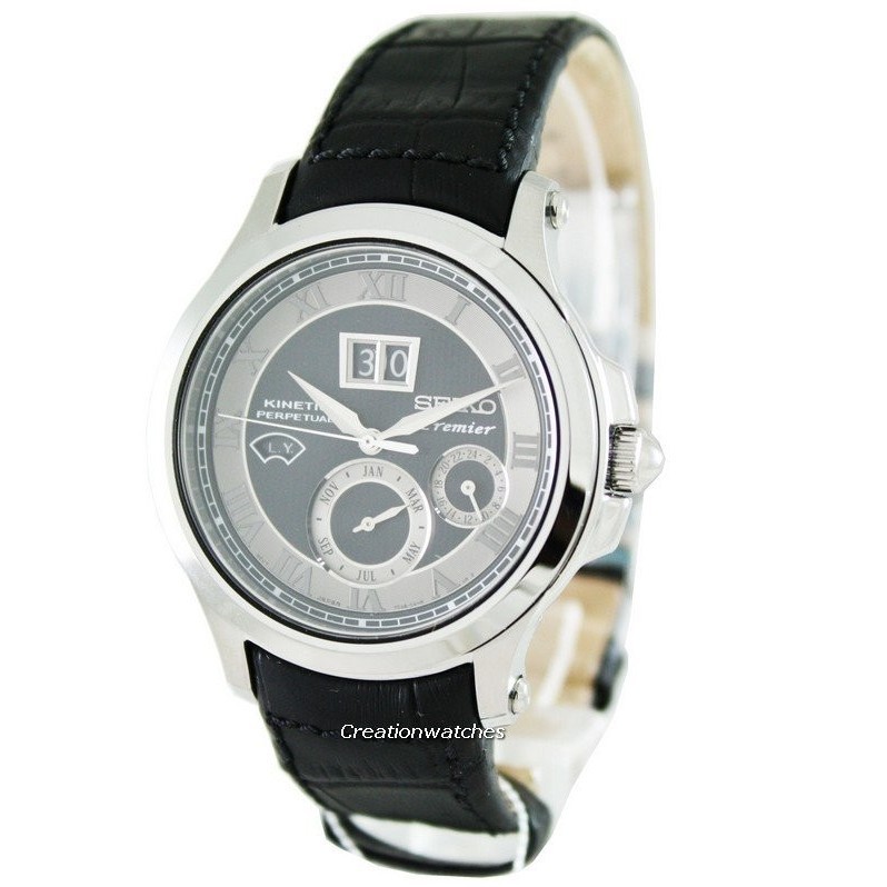 ✅Ready Seiko Snp049P1 Premier Kinetic Perpetual Black Silver Limited