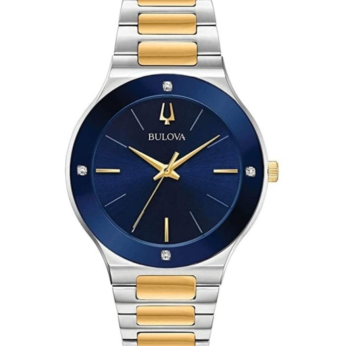 ✅Ready Bulova 98E117 Silver Gold Blue Dial Limited