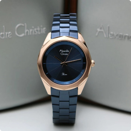 ✅Termurah Jam Tangan Wanita Alexandre Christie Ac 2860 Original - Blue Rosegold Diskon