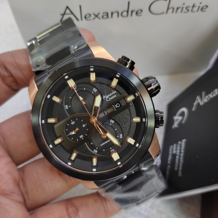 ✅Ready Jam Tangan Alexandre Christie Ac6559 Ac 6559 Black Rosegold Original Diskon