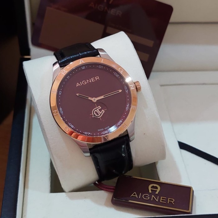 ✅Ready Jam Tangan Pria Aigner Livorno Arwga2100402 Leather Black Original Terbatas