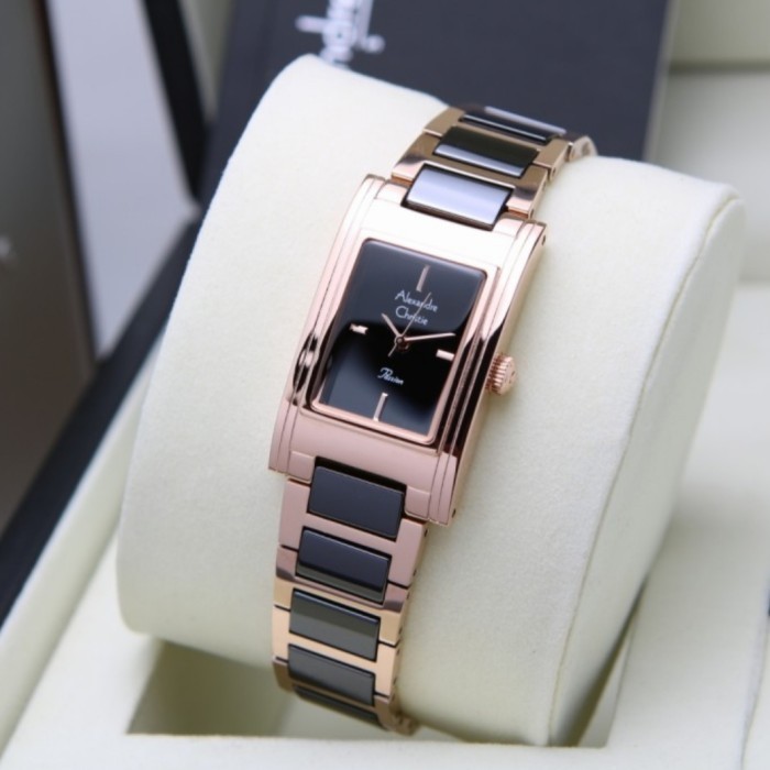 ✅Sale Alexandre Christie Ac 2983 Rosegold Black Ceramic Ac2983 Wanita Ori Berkualitas