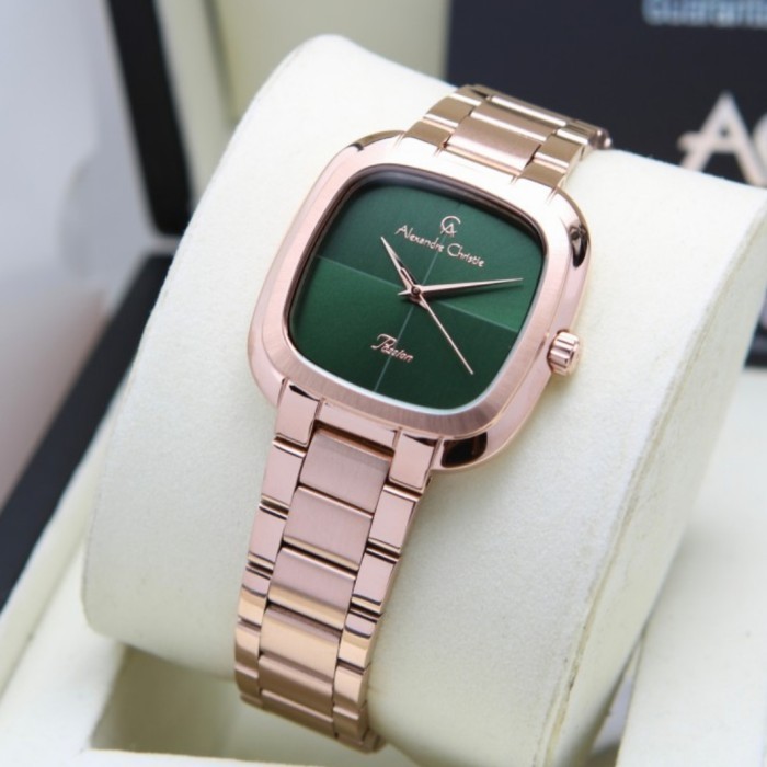 ✅Sale Jam Tangan Wanita Alexandre Christie Original Ac2982 Green Rosegold Terbaru