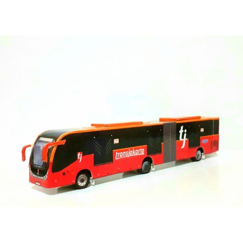Miniatur Bus Transjakarta Gandeng Zhontong Bus Merah