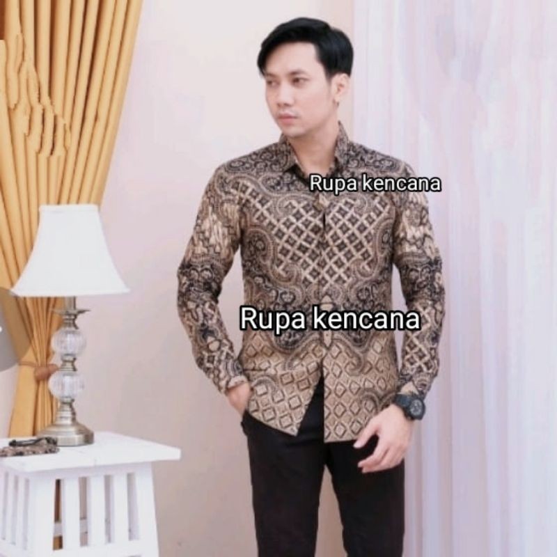 Krmeja Baju Batik Pria Lengan Panjang Slimfit Katun Premium full Furing