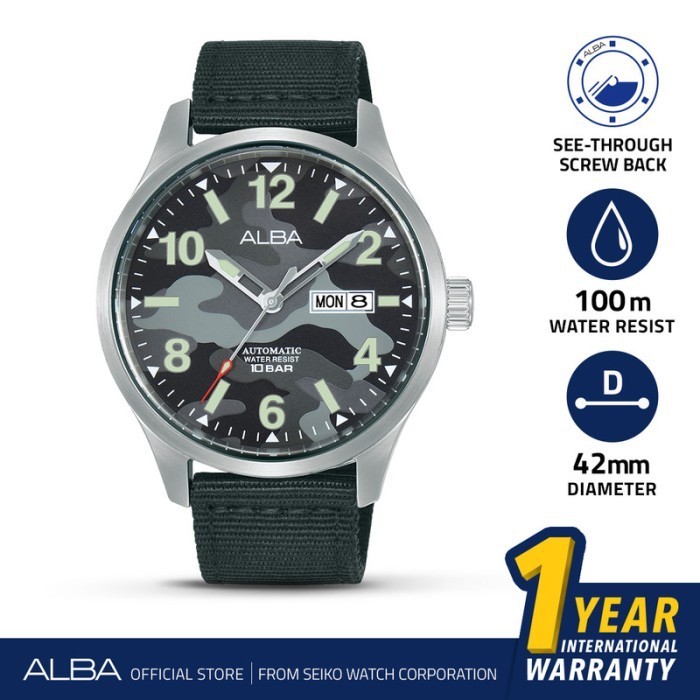 ✅Ori Jam Tangan Pria Alba Automatic Black Nylon Al4273X1 Al4273 Original Berkualitas