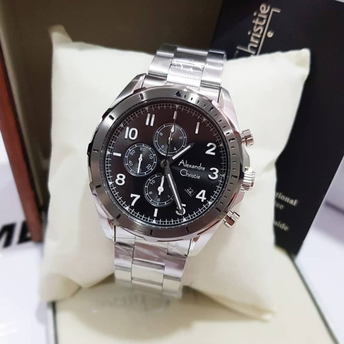 ✅Ori Jam Tangan Pria Alexander Christie 6556 Silver Original Crono Aktif Diskon