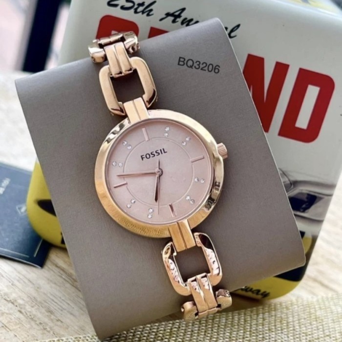✨Baru Bq3206 Kerrigan Three Hand Rose Gold Tone Stainless Steel Watch Berkualitas