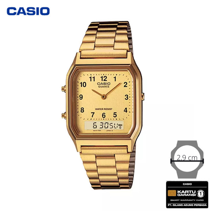 ✨Baru Jam Tangan Wanita Casio Aq-230Ga-9B Original - Aq230Ga Gold Angka Diskon