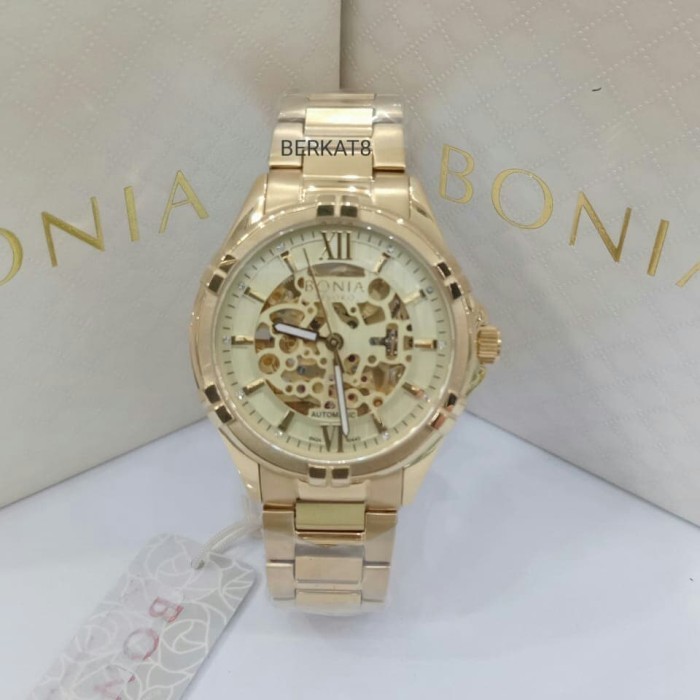 ✨New Jam Tangan Wanita Automatic Bonia Italia Bnb10443-2223 Gold Original Limited