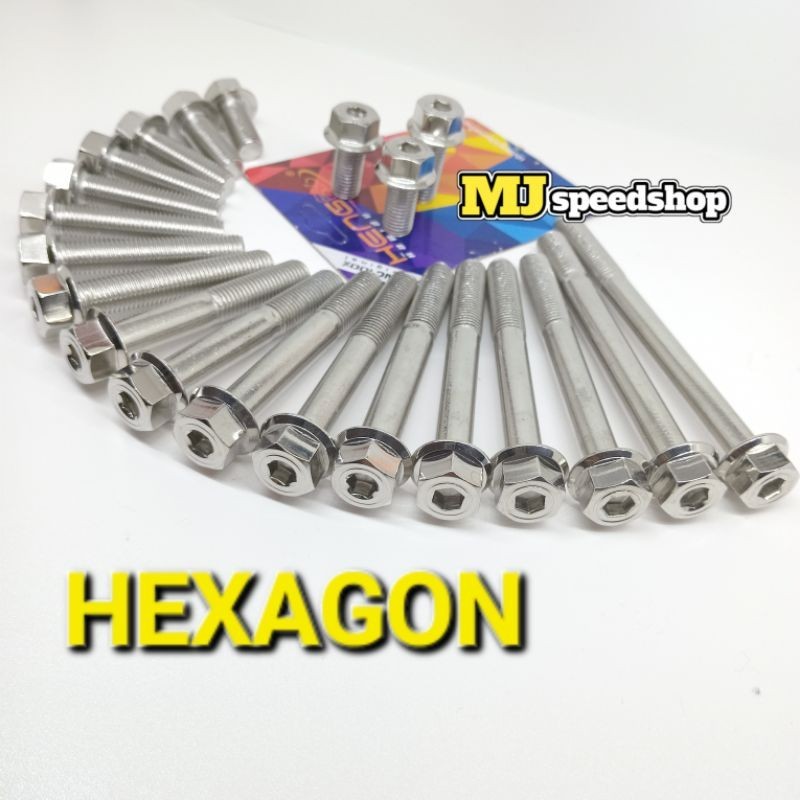 BAUT 14 probolt 10x80 2 kunci HEXAGON STAINLESS HENG thailand BAUT 14 panjang 8cm
