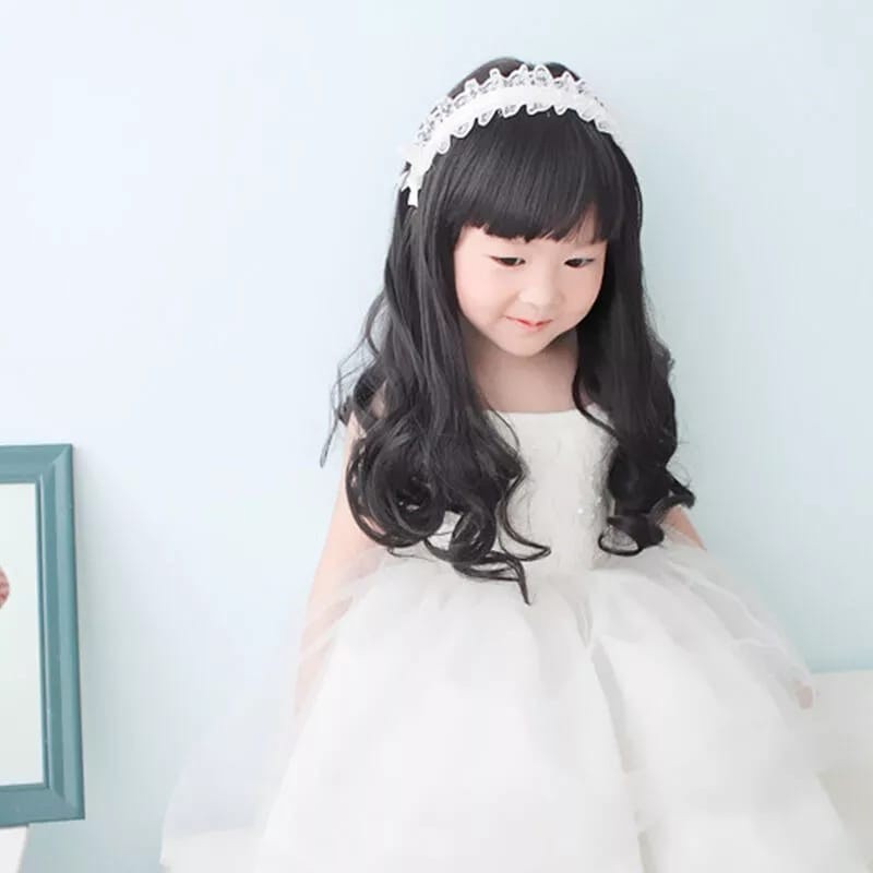 BU3 RAMBUT PALSU ANAK PANJANG SEBAHU BERGELOMBANG WIG RAMBUT ANAK LUCU LEMBUT / WIG ANAK PEREMPUAN