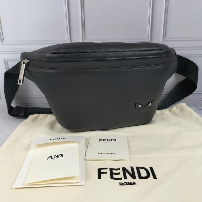 Waistbag Bumbag Pria Leather Fd' 7701 Monster Black Miror Byron.Official