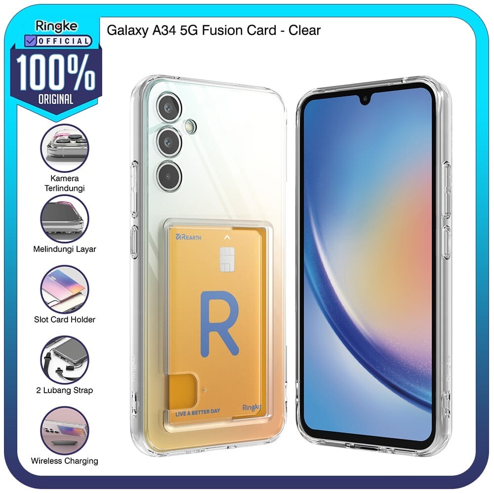 Ringke Samsung A34 5G Fusion Card Clear Casing Softcase Anti Crack