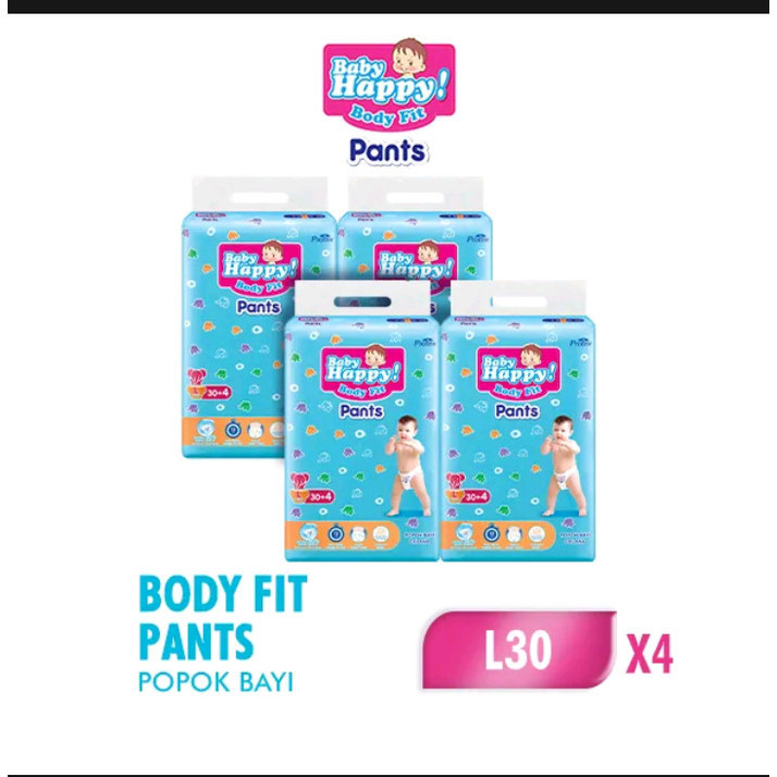 [New Ori] Baby Happy Pants L30 [ 1 Dus Isi 4 Bal ] Diskon