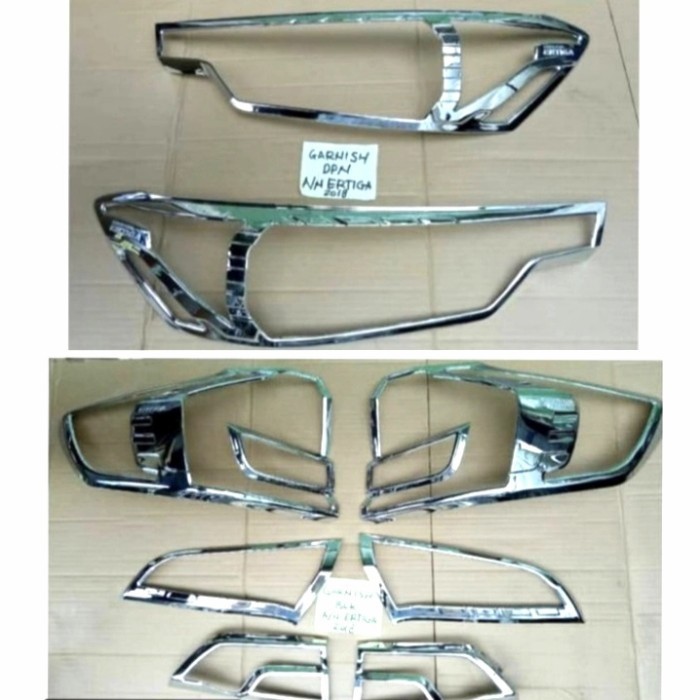 [New Ori] Paket Garnis List Lampu Depan Belakang Mobil Ertiga 2018 Chrome Diskon