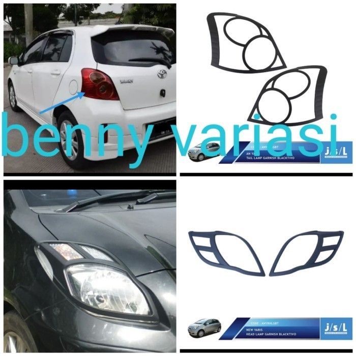 [Ori] Paket Garnis Cover List Lampu Yaris 2012 Depan Belakang Hitam Dop Diskon