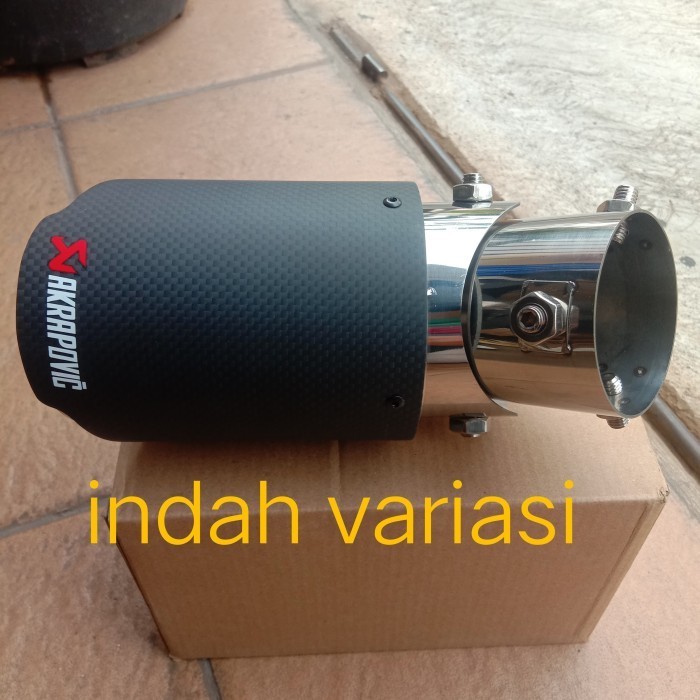 ✅New Ori Buntut Knalpot Carbon Hitam Doff Akrapovic Mobil Karimun/Estilo Berkualitas