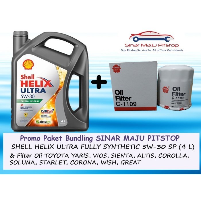 ✅COD Paket Oli Shell Helix Hx8 Sn 5W-30  Filter Mobil Toyota Yaris  Vios Berkualitas