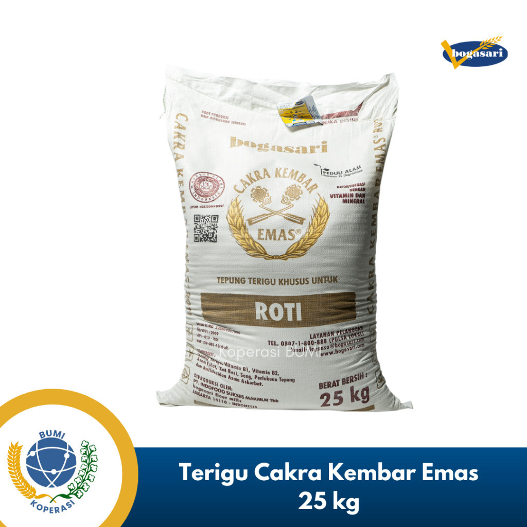 

Tepung Terigu Bogasari Cakra Kembar Emas 25 Kg