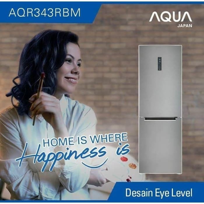 [Baru] Kulkas Aqua 2 Pintu Inverter Bottom Freezer Aqr-343 Rbm Convenience Terbatas