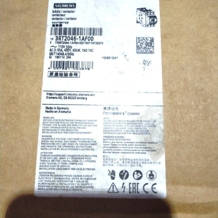 [Baru] 3Rt2046-1Af00 Contactor Siemens 3Rt2046 1Af00 Contactor Siemens Limited
