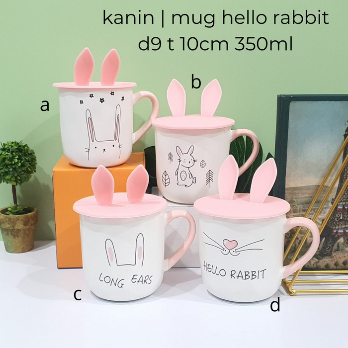 KANIN MUG KERAMIK RABBIT TUTUP KARET GELAS KELINCI LUCU MUG KADO
