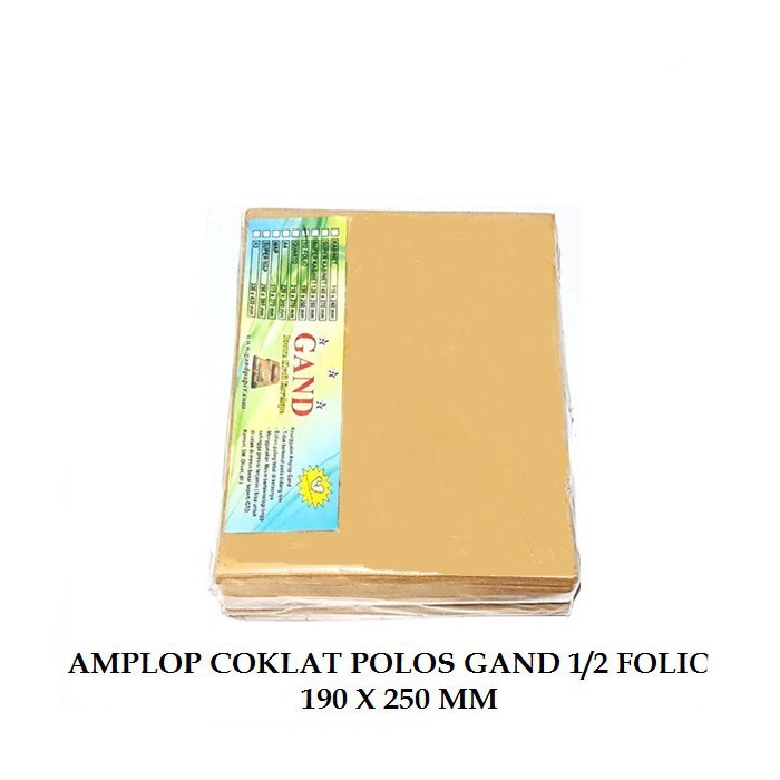 

Amplop 1/2 Folio 19X25 Cm 190 X 250 Mm Gand Cokelat Isi 100 Pcs