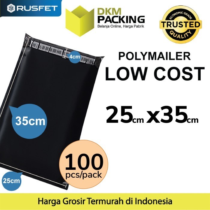 

Plastik Polymailer Pack Low Cost Amplop Polimailer Hitam 25X35 Rusfet