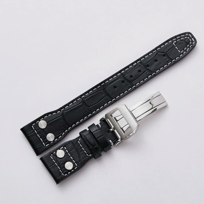 22mm IWC Mark 17 Leather Strap Tali Jam Tangan Kulit Asli IWC - Cokelat Tua