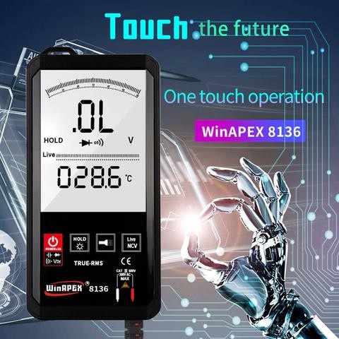 ✨Baru Pocket Size Digital Multimeter Touchscreen Ac/Dc Et8138 - Black Terbaru