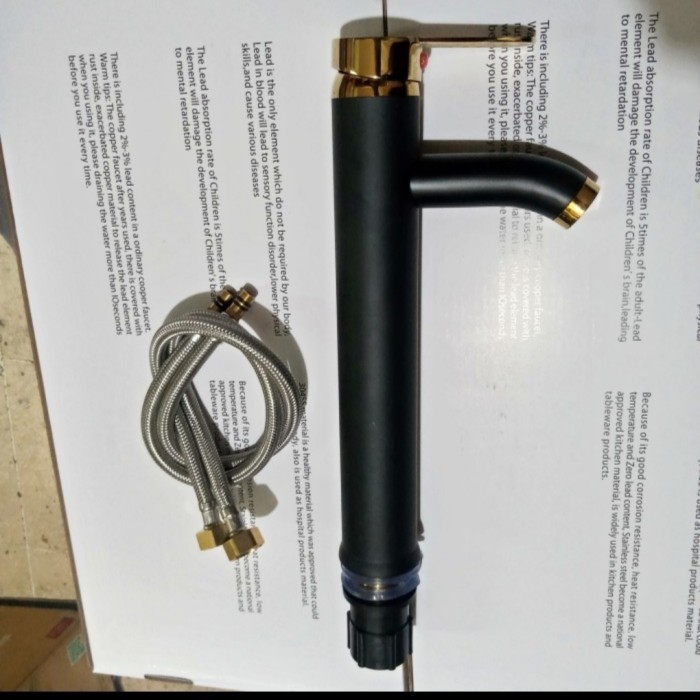 ✨COD Keran Air Panas Dingin Wastafel Tinggi Warna Hitam Gold Kran Washtafel Berkualitas