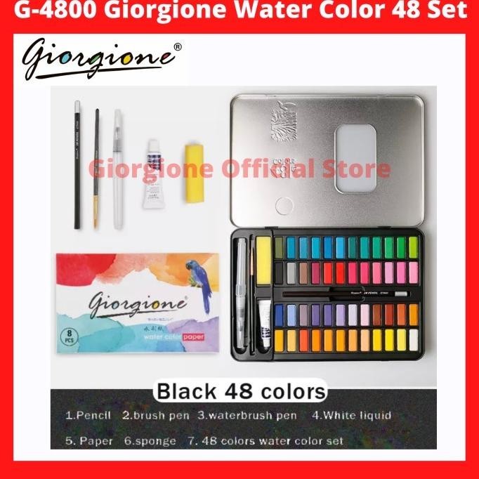 

G-4800 Giorgione Water Color Paint Set 48 Warna Cat Air Kuas Lukis