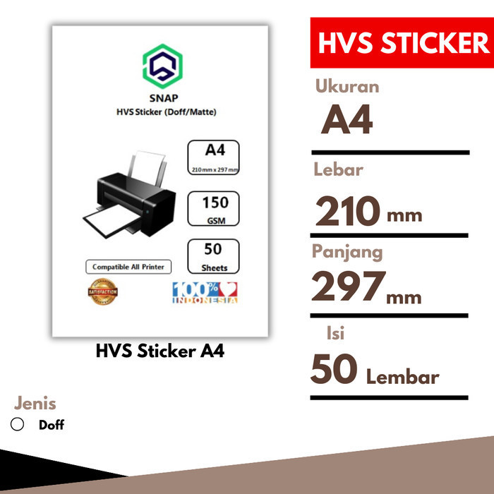 

Kertas Hvs Sticker Stiker A4 Label Pengiriman Doff / Matte