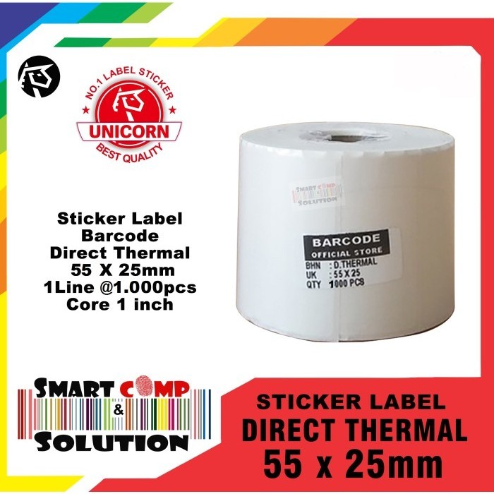 

Stiker Label Barcode Thermal 55X25Mm / 55X25 Mm 1L 1Inch Isi 1.000Pcs