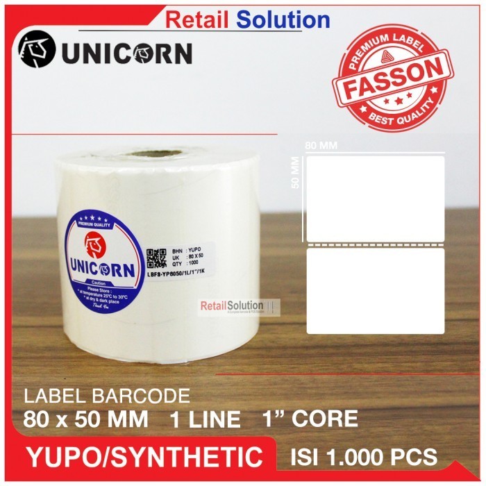 

Stiker Label Barcode Yupo Synthetic 80X50 Mm / 80X50Mm / 80 X 50 Mm