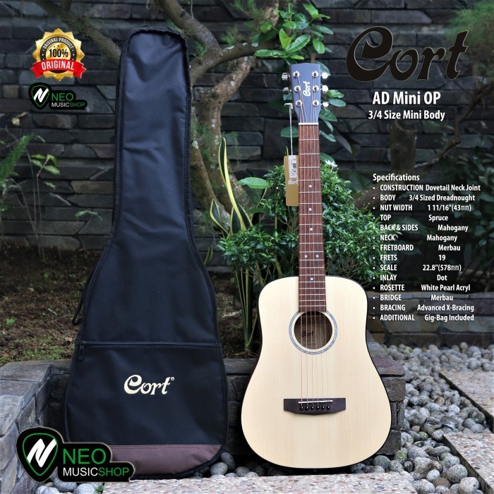 PROMO CORT AD MINI OP 3/4 TRAVEL SIZE MINI BODY ACOUSTIC GUITAR #ORIGINAL