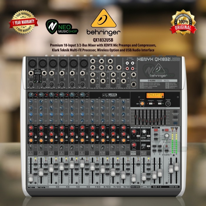 PROMO BEHRINGER QX1832USB 18-INPUT 3/2 BUS MIXER AND USB/AUDIO INTERFACE #ORIGINAL