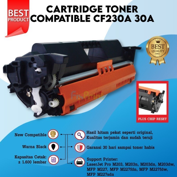 Cartridge Toner 30A Cf230A Compatible Laserjet M203 M227 Black Chip Best