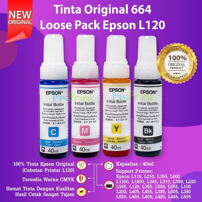 Tinta Refill Epson 664 T664 Original 40Ml Cabutan Printer L121 L120 Best