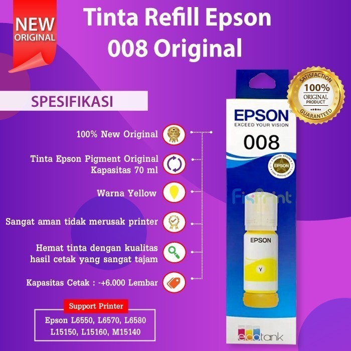 Tinta Epson 008 T06G Refill Tabung Printer L6460 L6490 L15180 L6550 Best
