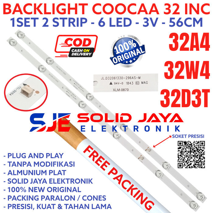 backlight tv coocaa 32 inc 32a4 32w4 lampu bl led 6k 3v 6 kancing inch f45a