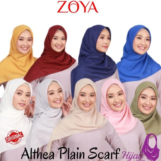 Terlaris Kerudung Polos Hijab Segi Empat Zoya Althea Plain Scarf Warna Cantik Stok Terbatas