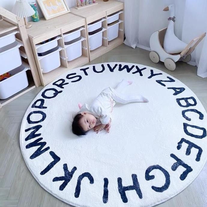 Karpet bulat kamar anak ruang tamu minimalis anti slip lembut 100 cm