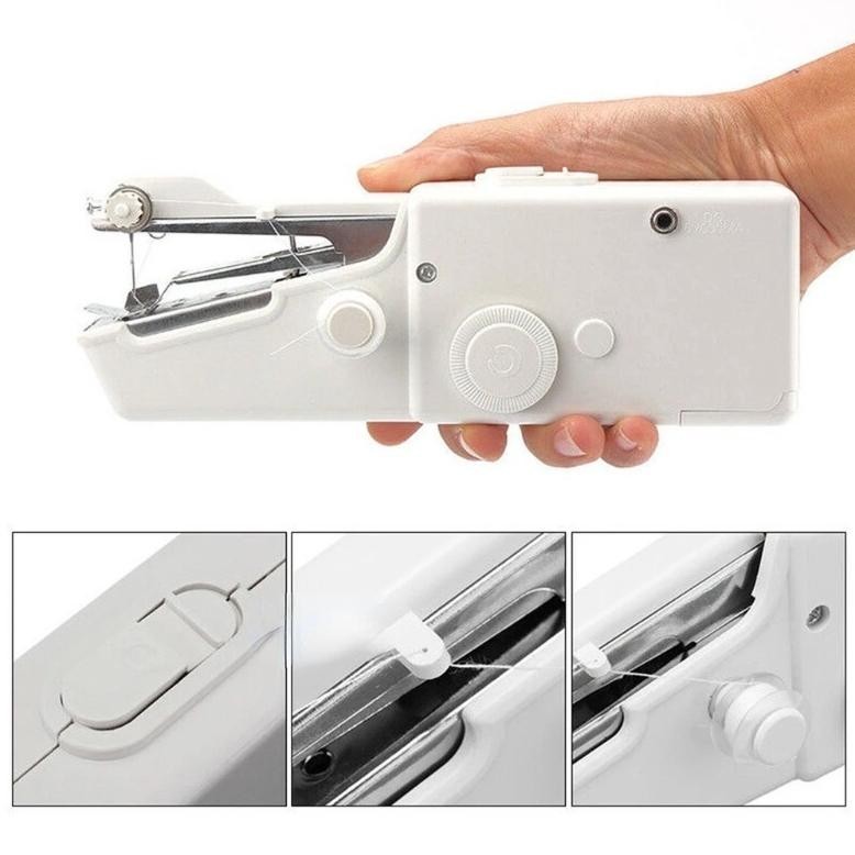 Ready Mesin Jahit Tangan /Mini Sewing /Jahit Genggam /Portable Dengan Baterai Asli