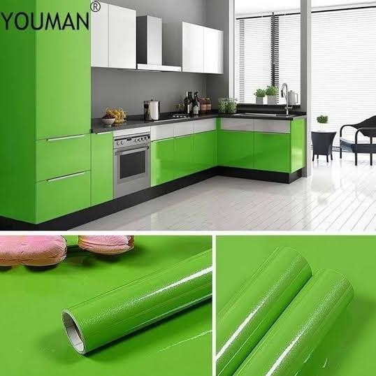 lub wallpaper dinding stiker hijau glosi ruang dapur dll